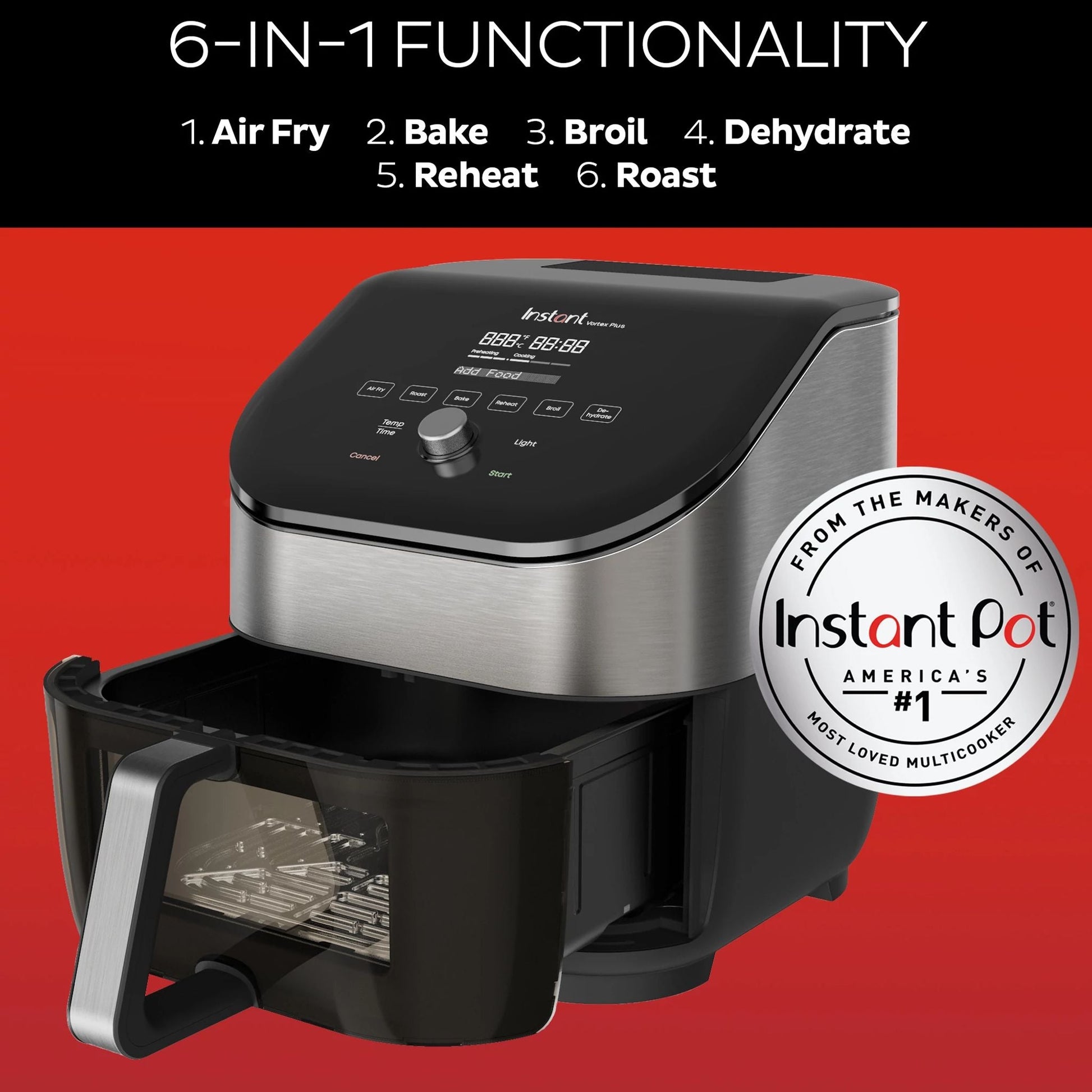 Instant Pot® Vortex® Plus 6QT Stainless Steel Air Fryer with ClearCook and OdorErase